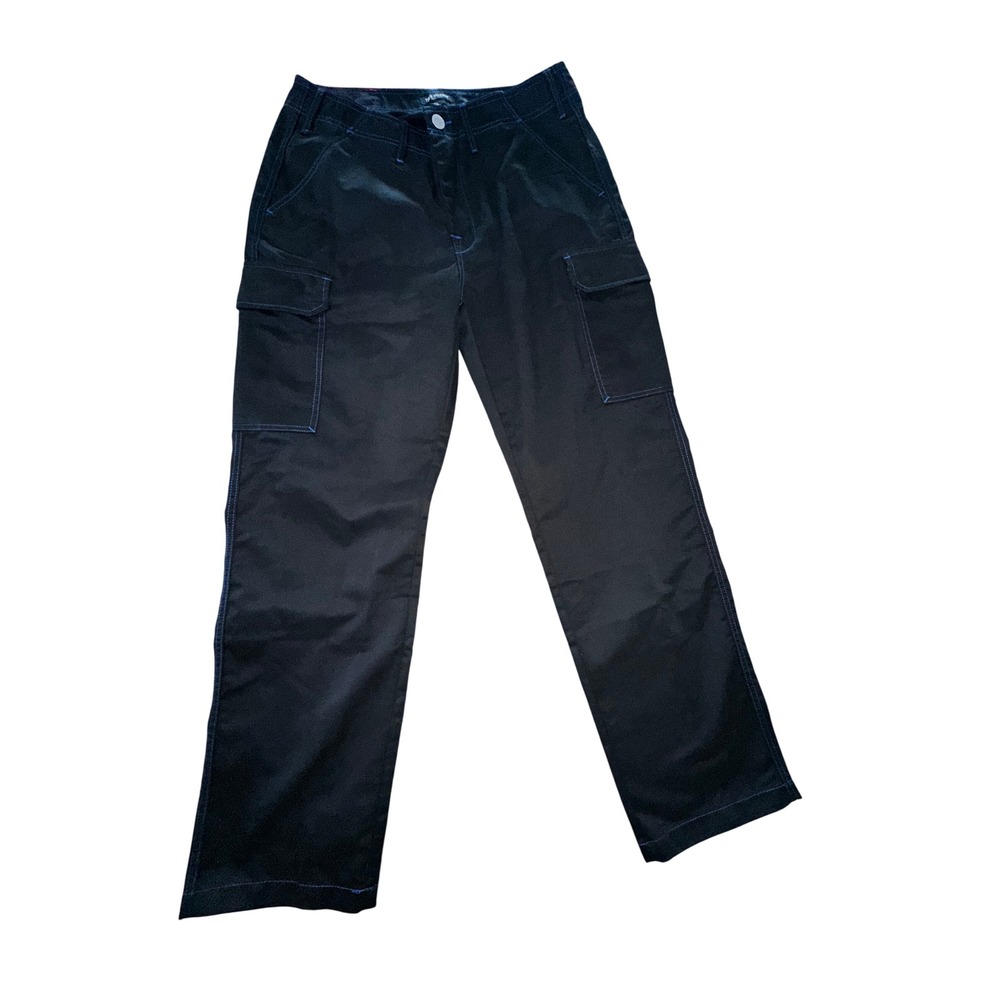 True Religion Mens Black Cargo Pants Blue Contrast Stitch Straight Leg Size 34 - Picture 2 of 11